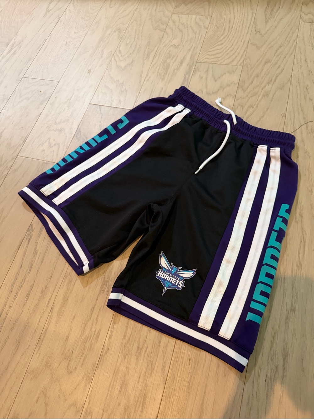 Men's Charlotte Hornets Black & Purple Basketball Shorts